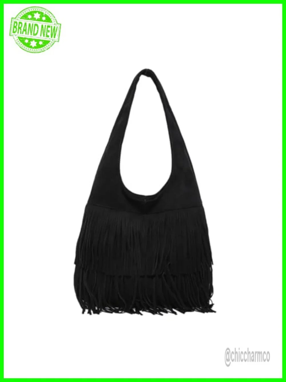 Vintage Fringe Hobo Bag Tassel Shoulder Bag Suede Hippie Western Purse Large